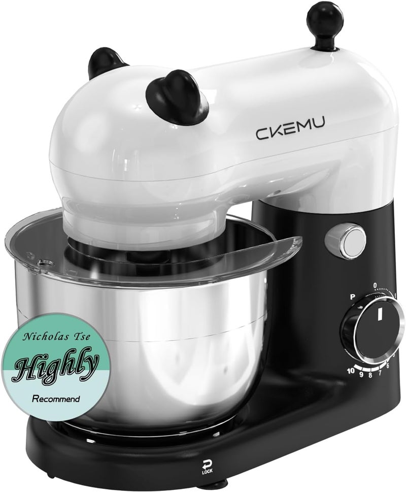 CKemu Stand Mixer, Compact & Space-Saving, Stainless Steel Bowl, Unique & Playful Design, Effcient Motor, Dishwasher-Safe Attachments, SM-2549A (Panda) - Image 1
